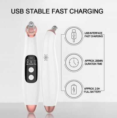 USB Electri Vacuum Suction Blackhead Remover  LED Display Visual Pore Pimple Deep